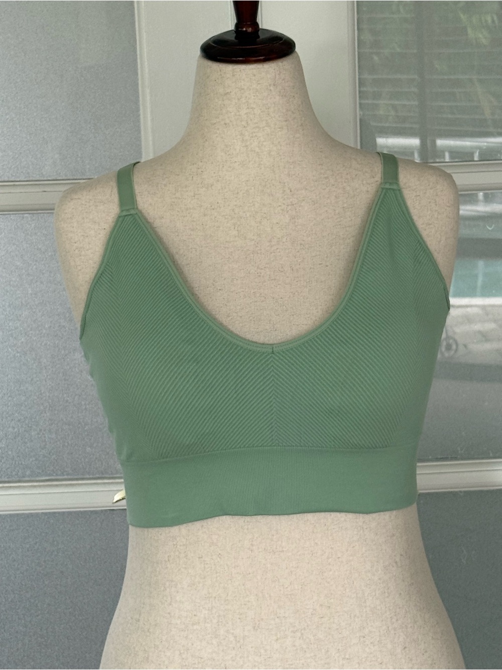Danskin Ribbed Scoop Bralette - Sage Green